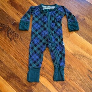 Little Sleepies Plaid Footie in Blue and Green